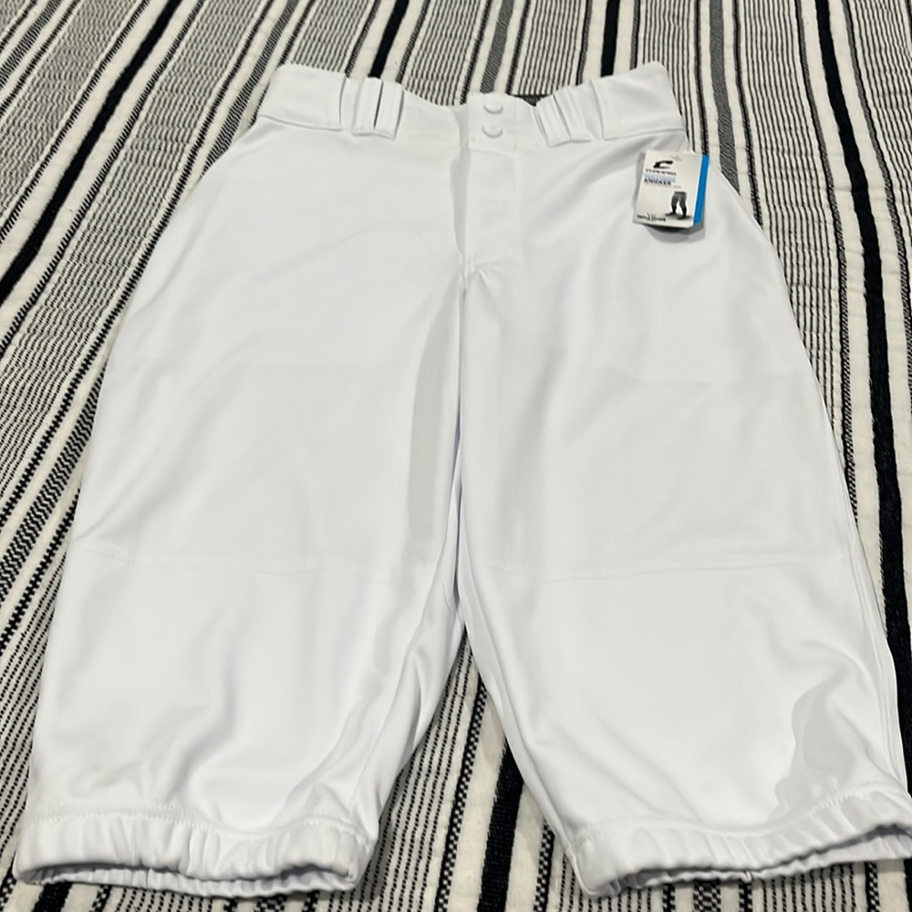 Adult small white baseball knickers. Champ to. Never worn. Tags still on.